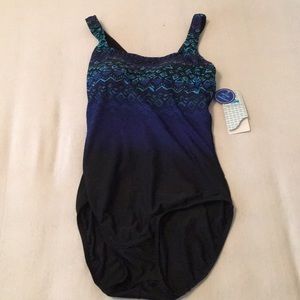 Classic Black & Marine Print One Piece